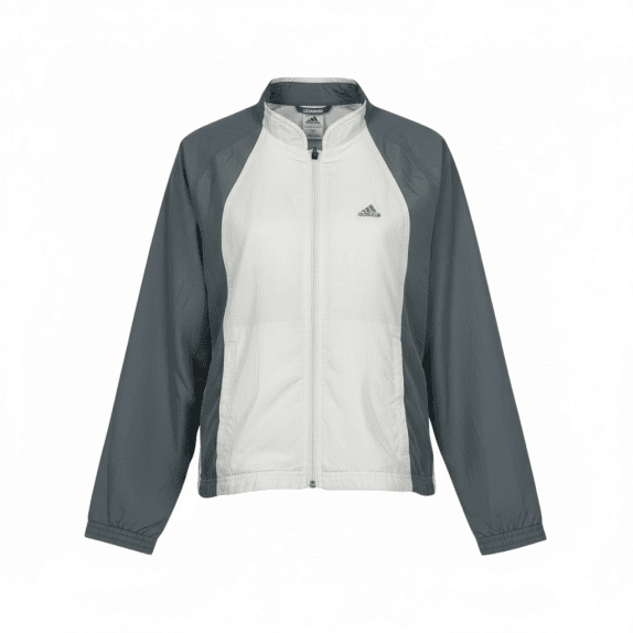 VINTAGE ADIDAS WINDBREAKER JACKET GREY-WHITE WOMEN'S M