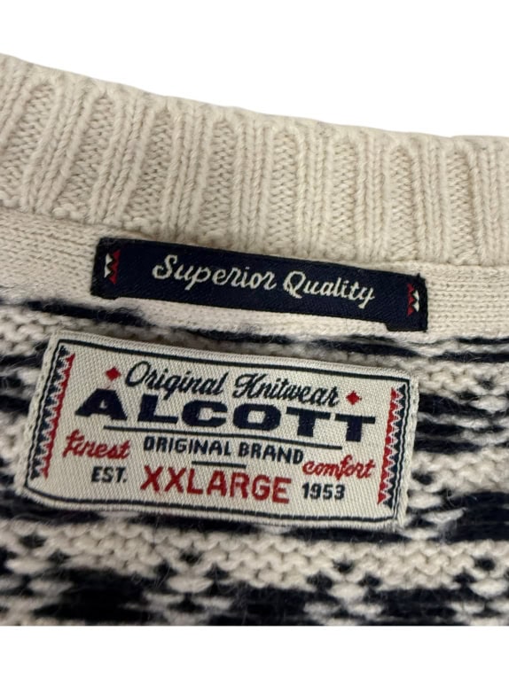 VINTAGE ALCOTT maglione lavorato a maglia Fair Isle da uomo XXL