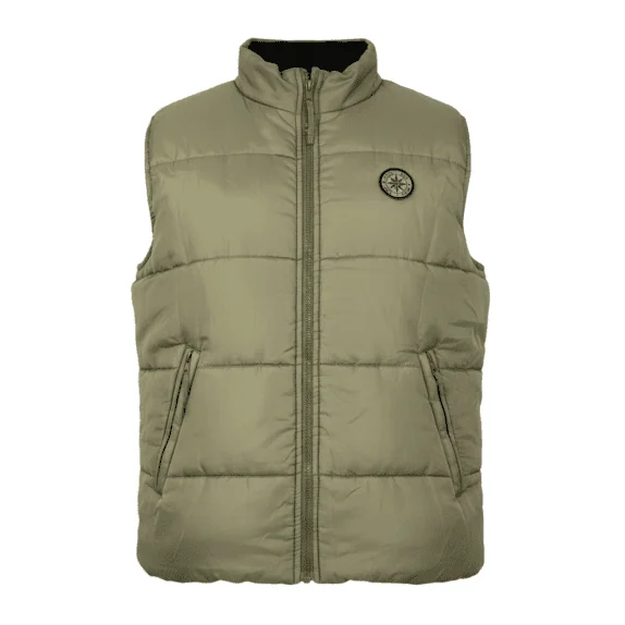 Gilet/smanicato da uomo vintage imbottito in piuma kaki