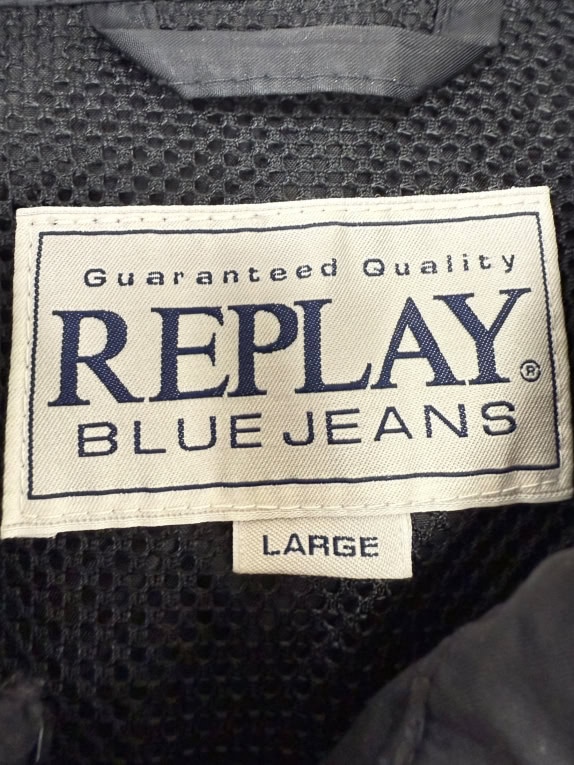VINTAGE MEN'S REPLAY BLUE JEANS WINDBREAKER JACKET BLACK