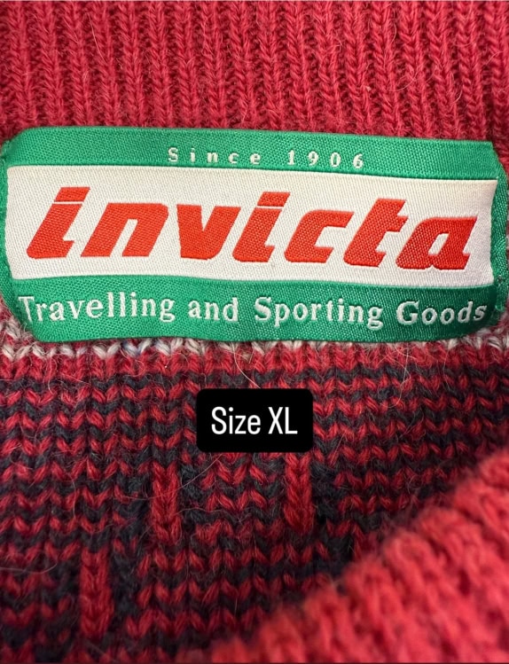 VINTAGE Ανδρικό Πλεκτό Πουλόβερ Invicta Fair Isle Κόκκινο XL