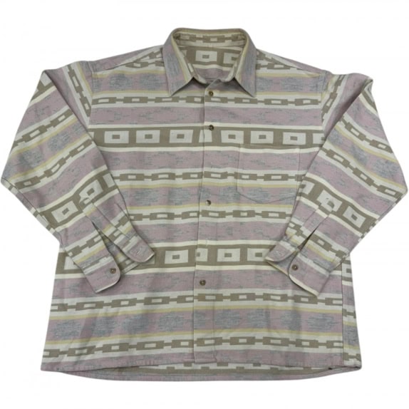VINTAGE Men's Geometric Pattern Shirt - S/M