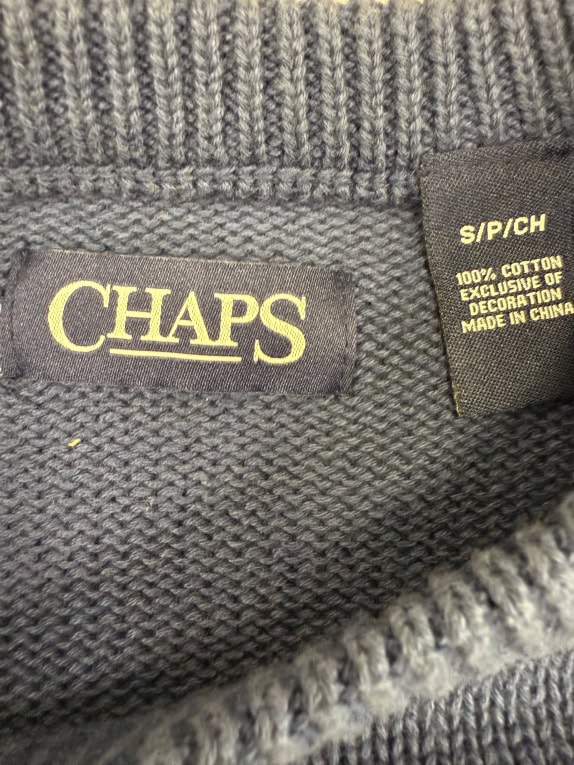 VINTAGE Ανδρικό Πουλόβερ Chaps με Suede Ενισχύσεις - Μέγεθος S