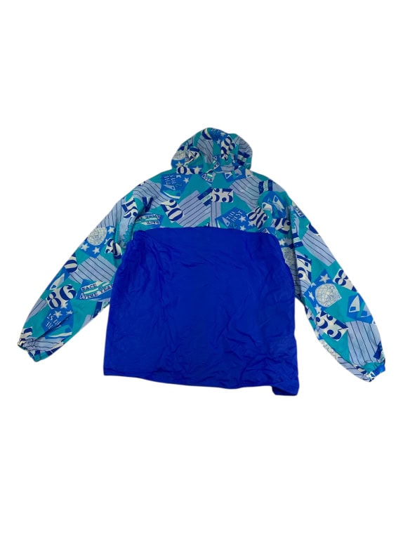VINTAGE ΑΝΕΜΟΘΩΡΑΚΑΣ ΜΕ ΚΟΥΚΟΥΛΑ GEOMETRIC BLUE PRINT ΑΝΔΡΙΚΟΣ M/L