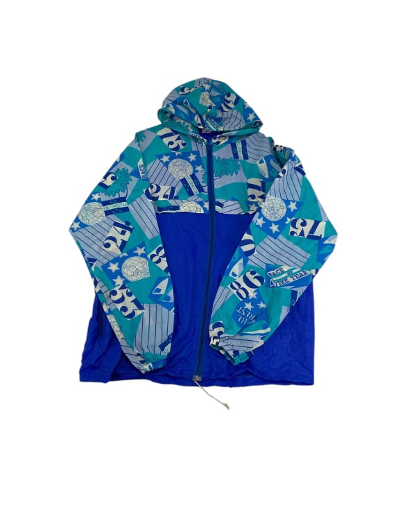 VINTAGE ΑΝΕΜΟΘΩΡΑΚΑΣ ΜΕ ΚΟΥΚΟΥΛΑ GEOMETRIC BLUE PRINT ΑΝΔΡΙΚΟΣ M/L
