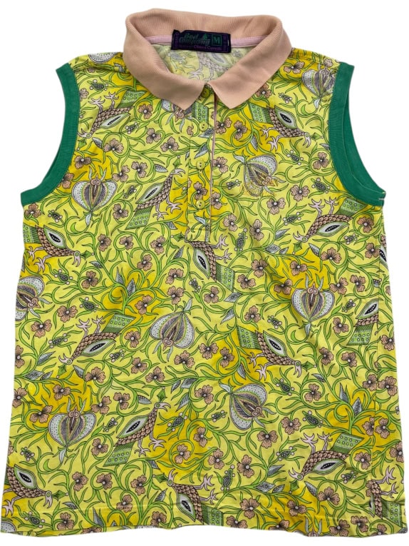 Vintage Best Company Αμάνικο Polo Shirt Πολύχρωμο Floral Pattern Γυναικείο M