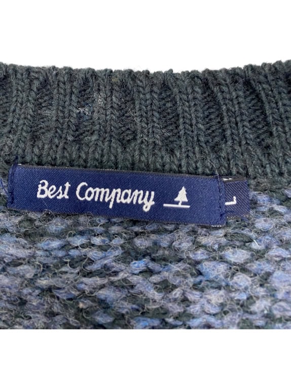 VINTAGE BEST COMPANY ΠΛΕΚΤΟ ΠΟΥΛΟΒΕΡ ΜΟΤΙΒΟ ΜΠΛΕ ΑΝΔΡΙΚΟ L
