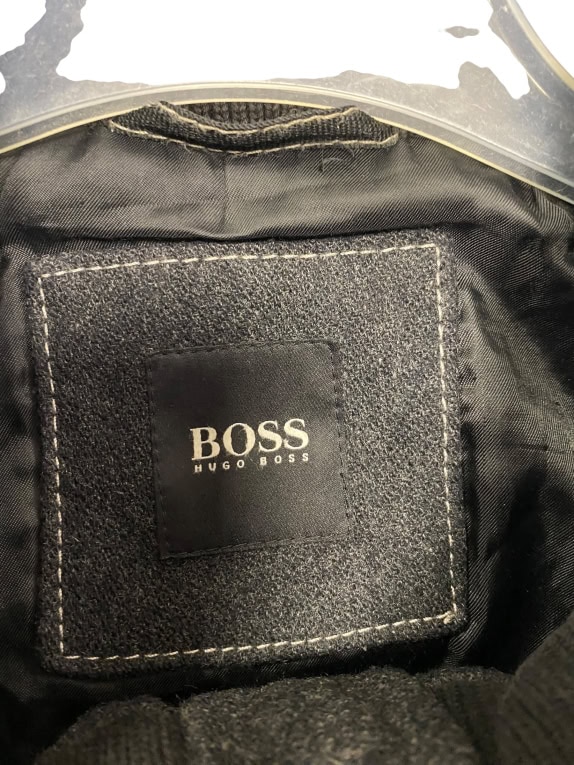VINTAGE BOSS HUGO BOSS WOOL JACKET WITH STAND-UP COLLAR ANTHRACITE GREY MEN L