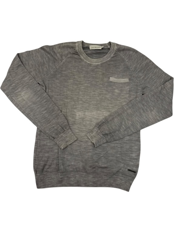 VINTAGE CALVIN KLEIN JEANS ΓΚΡΙ ΠΟΥΛΟΒΕΡ ΜΑΛΛΙΝΟ/ΠΛΕΚΤΟ M