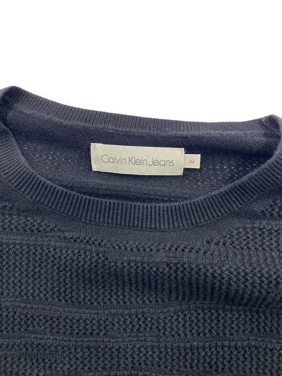 VINTAGE CALVIN KLEIN JEANS ΠΛΕΚΤΗ ΜΠΛΟΥΖΑ ΜΕ ΛΑΙΜΟΚΟΨΗ ΜΑΥΡΗ ΑΝΔΡΙΚΗ M