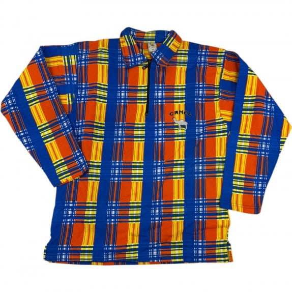VINTAGE 90s Camel Collection Plaid Shirt/Polo M