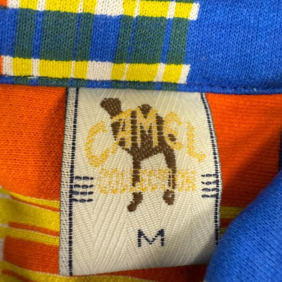 VINTAGE 90s Camel Collection Plaid Shirt/Polo M