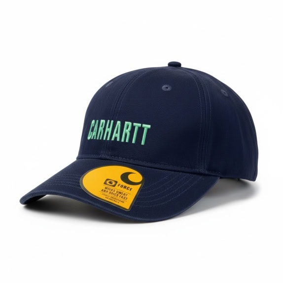 VINTAGE CARHARTT cappello jockey con logo blu scuro unisex taglia unica