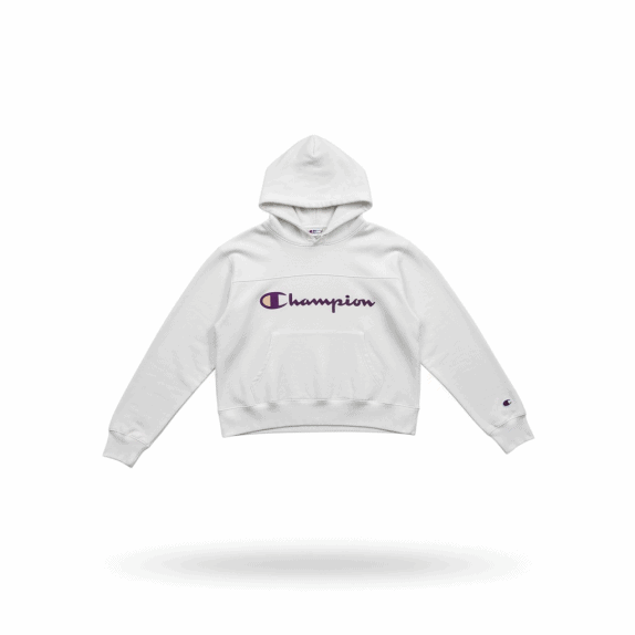 VINTAGE CHAMPION HOODIE LOGO WHITE WOMEN M