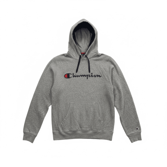 VINTAGE CHAMPION HOODIE WITH EMBROIDERED LOGO GREY MEN'S M