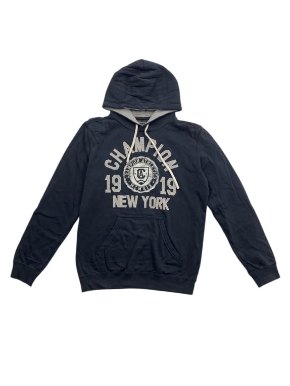 VINTAGE CHAMPION HOODIE ΜΕ ΛΟΓΟΤΥΠΟ ATHLETICS NEW YORK ΜΠΛΕ ΣΚΟΥΡΟ ΑΝΔΡΙΚΟ S