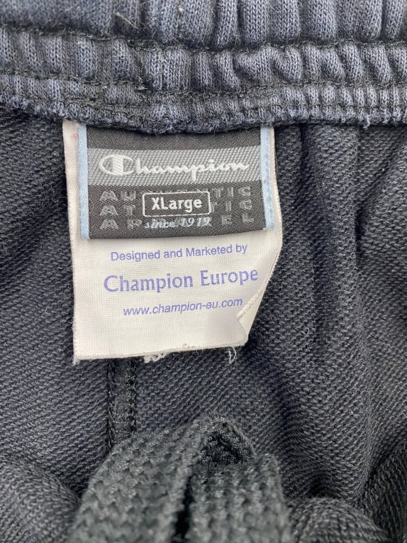 VINTAGE CHAMPION pantaloni della tuta a gamba dritta con logo stampato neri da uomo XL