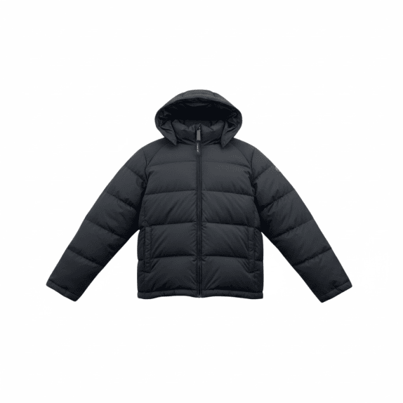 VINTAGE CHAMPION PUFFER JACKET WITH HOOD BLACK MEN'S L