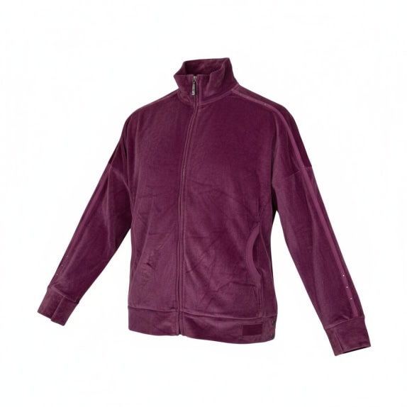 VINTAGE Champion Giacca in velluto fucsia con bottoni a pressione full zip S