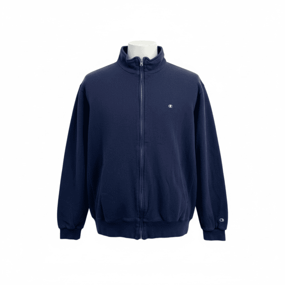 VINTAGE CHAMPION GIACCA CON ZIP PICCOLO LOGO BLU SCURO UOMO L