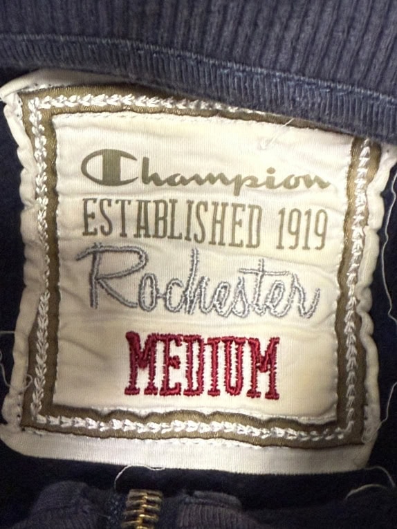 VINTAGE Champion Full-Zip Jacket with Rochester Embroidery, Blue, M