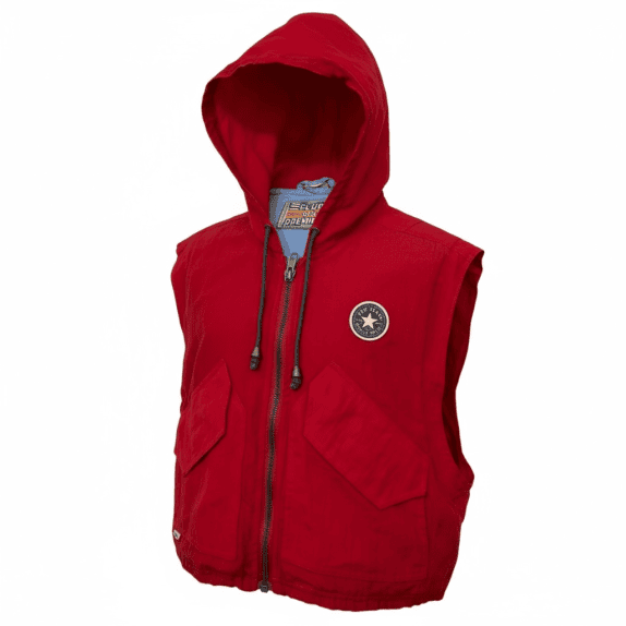 VINTAGE CLUB DES PREMIERS gilet rosso con cappuccio