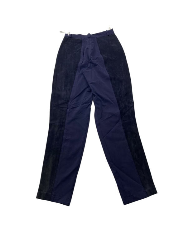VINTAGE COMPAGNIE LA ROCHELLE PANTALONI CON DETTAGLI IN SUEDE BLU DA DONNA XS