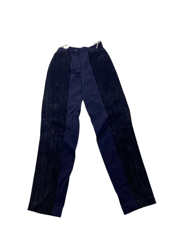 VINTAGE COMPAGNIE LA ROCHELLE PANTALONI CON DETTAGLI IN SUEDE BLU DA DONNA XS