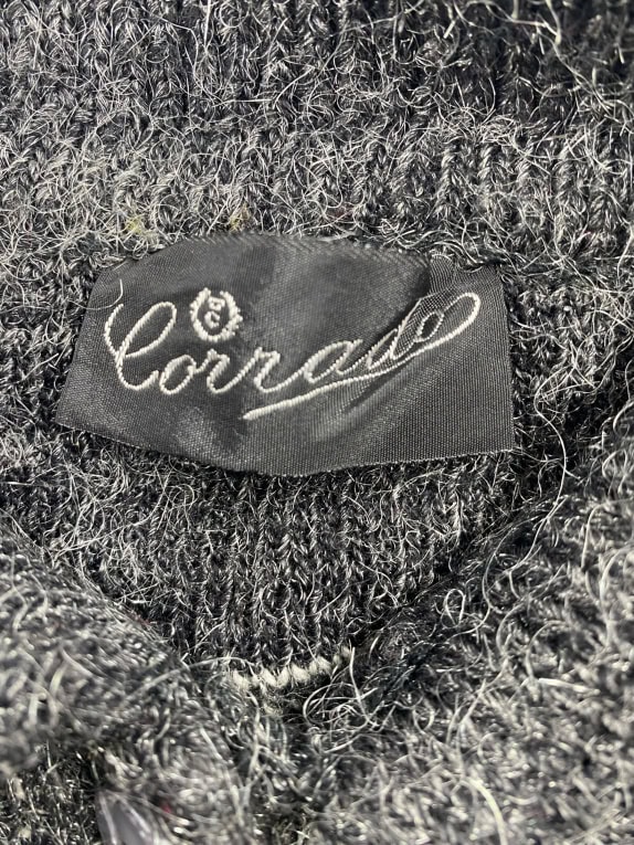 VINTAGE CORRADO KNITTED CARDIGAN WITH COLLAR PATTERNED GREY/BEIGE WOMEN'S S