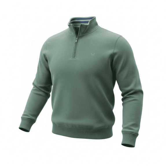 VINTAGE CREW CLOTHING COMPANY FELPA CON ZIP 1/4 VERDE DA UOMO M