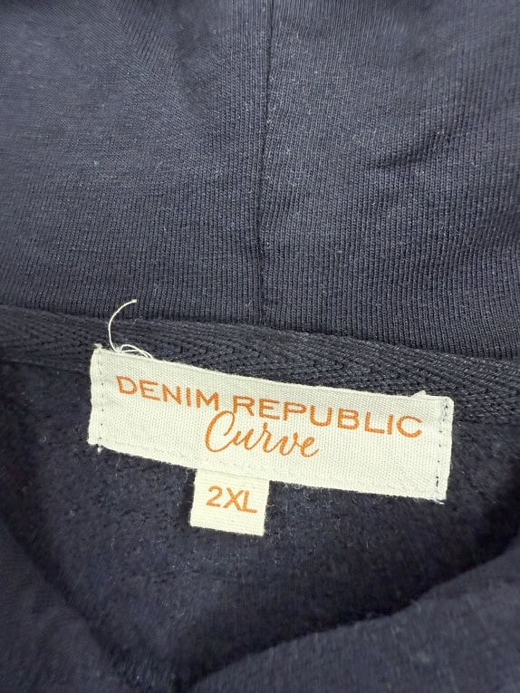 VINTAGE DENIM REPUBLIC CURVE HOODIE MALIBU USA BLUE WOMEN'S XΧL/3XL