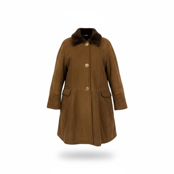 VINTAGE SHEARING LEATHER COAT MUTTON L/XL