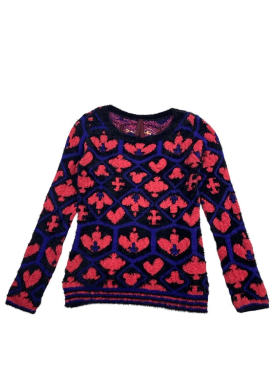 VINTAGE DESIGUAL ΠΛΕΚΤΗ ΜΠΛΟΥΖΑ ΜΕ ΣΧΕΔΙΑ ΜΠΛΕ ΚΟΚΚΙΝΟ ΓΥΝΑΙΚΕΙΟ M/L