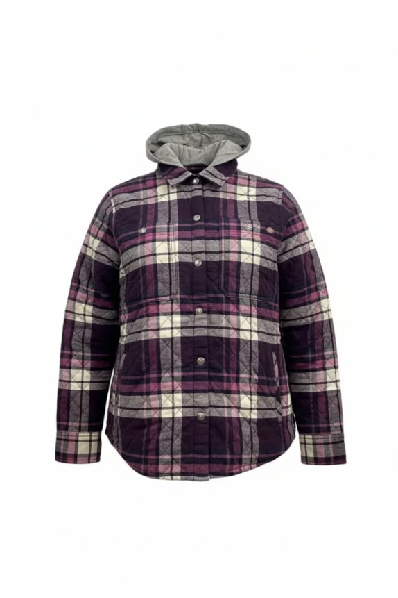 VINTAGE DICKIES QUILTED PLAID HOODED JACKET BLUE/PURPLE MEN'S L