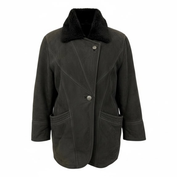 VINTAGE DONNA DIBI ΔΕΡΜΑΤΙΝΟ ΠΑΛΤΟ SHEARLING XL
