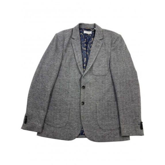VINTAGE DSTREZZED HERRINGBONE BLAZER GREY MEN'S L