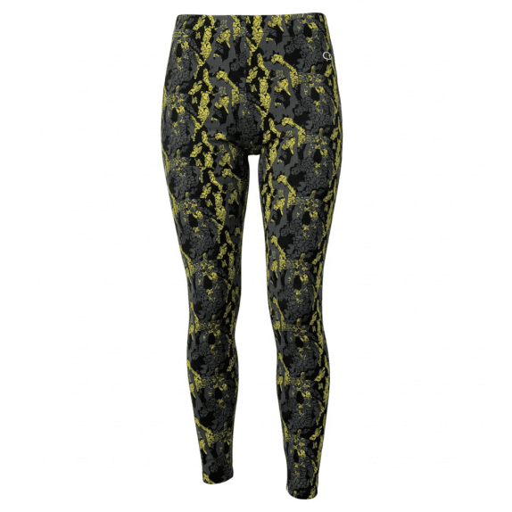 LEGGINGS SPORTIVI VINTAGE ELLESSE CON STAMPA GRAFICA GIALLO / GRIGIO DA DONNA XL