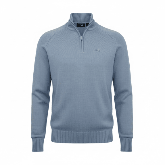 VINTAGE FILA SWEATER ZIP NECK LIGHT BLUE MEN M