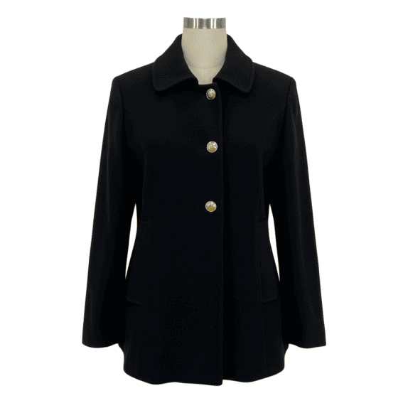 VINTAGE FIORELLA RUBINO CAPPOTTO CON BOTTONI DORATI NERO DA DONNA L