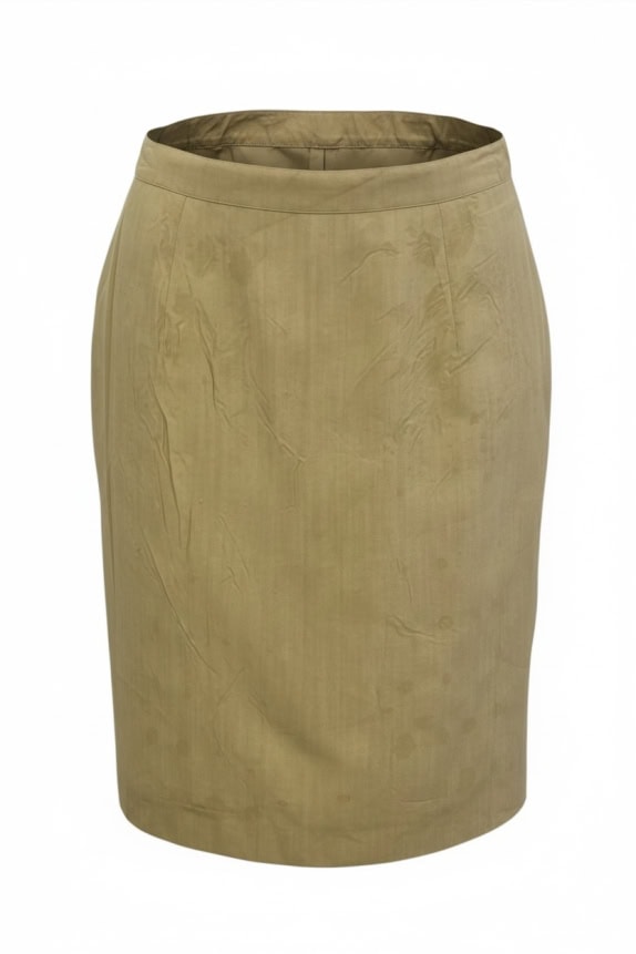 VINTAGE PENCIL SKIRT WITH PEARL BUTTON MUSTARD / OCHRE WOMEN'S M