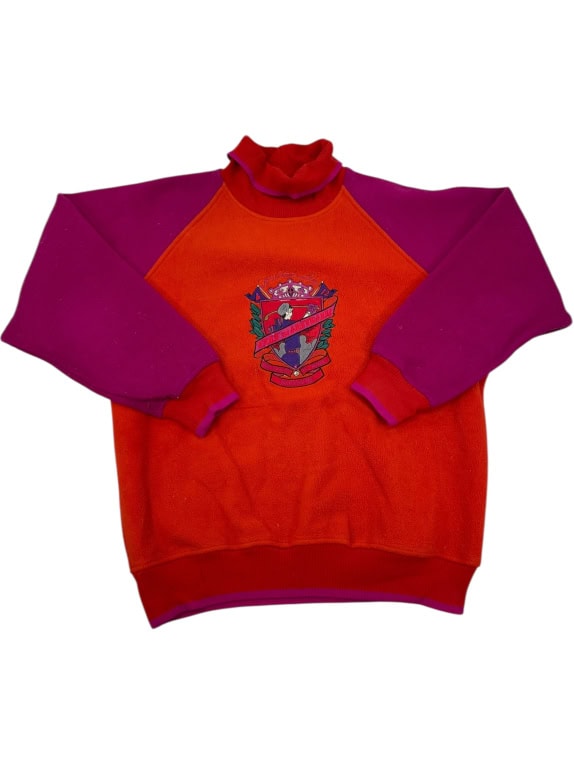 VINTAGE ΦΟΥΤΕΡ FLEECE ΜΕ ΚΕΝΤΗΜΑ ΠΟΡΤΟΚΑΛΙ/ΜΟΒ ΑΝΔΡΙΚΟ L