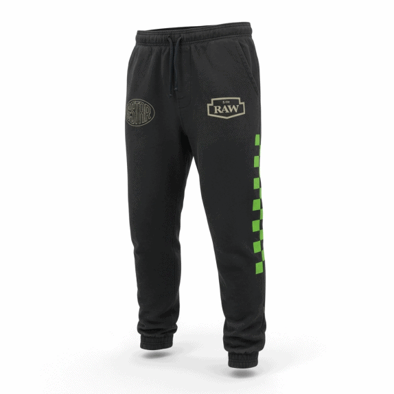 Pantaloni tuta vintage G-Star Raw con loghi grafici e righe laterali neri da uomo M