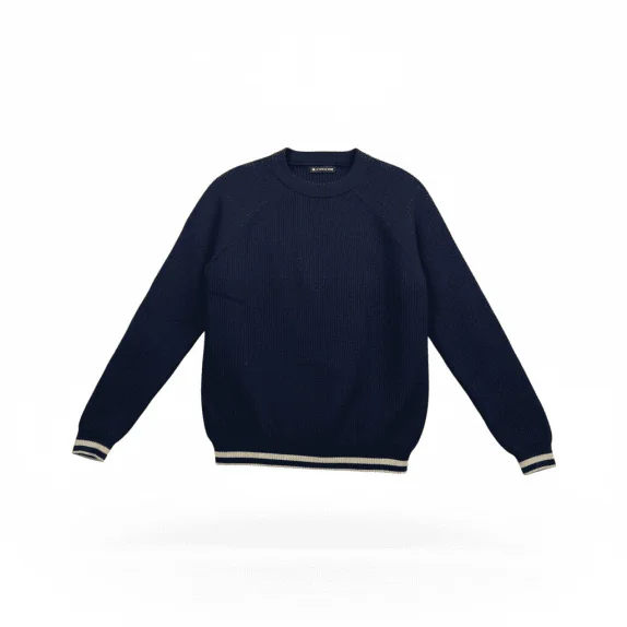 VINTAGE G-STAR RAW KNITTED SWEATER WITH STRIPED TRIMS DARK BLUE MENS M