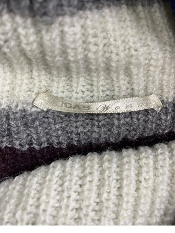 VINTAGE GAS JEANS STRIPED TURTLENECK KNIT SWEATER BLUE/GREY WOMEN'S S/M
