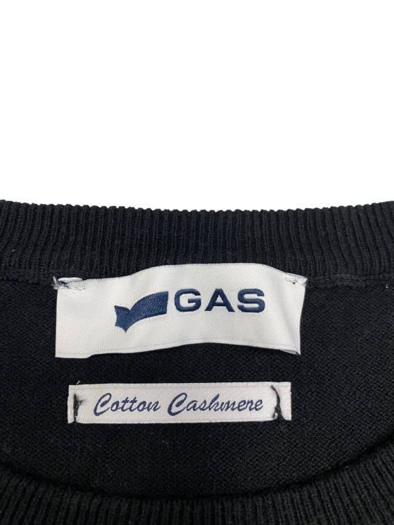 VINTAGE GAS COTTON CASHMERE KNIT SWEATER BLACK MEN'S L