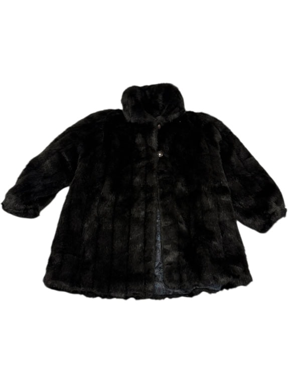 VINTAGE pelliccia da donna corta nera XL/XXL