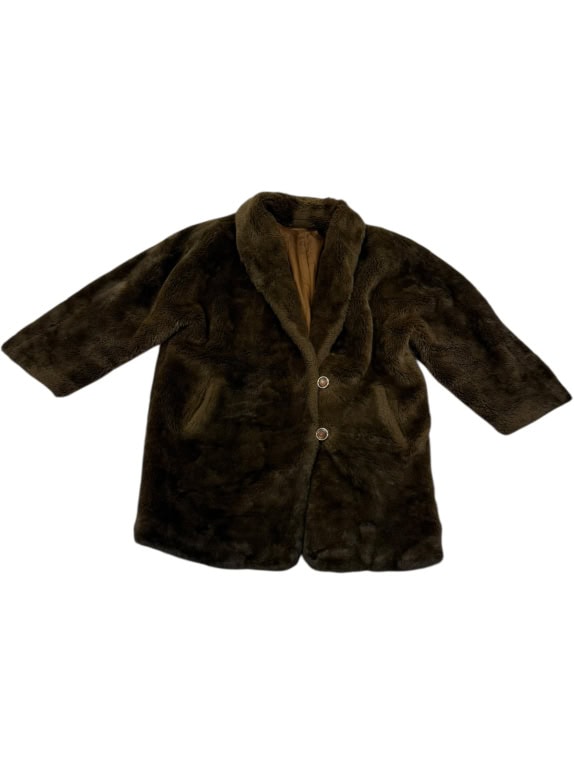 VINTAGE CAPPOTTO DI PELLICCIA DA DONNA LUNGO MARRONE L/XL