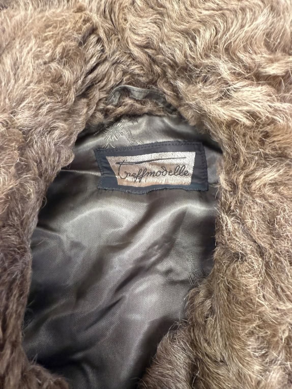 VINTAGE WOMEN'S FUR COAT TREFFMODELLE LONG BROWN L/XL