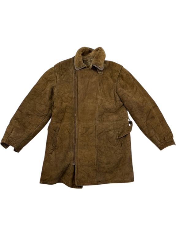 GIACCA VINTAGE DA DONNA IN PELLE MARRONE MONTONE L/XL