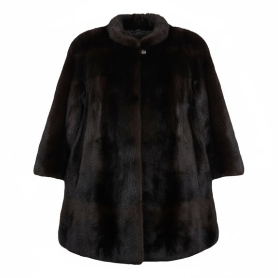 VINTAGE WOMEN'S MOUTON COAT BLACK SIZE S/M